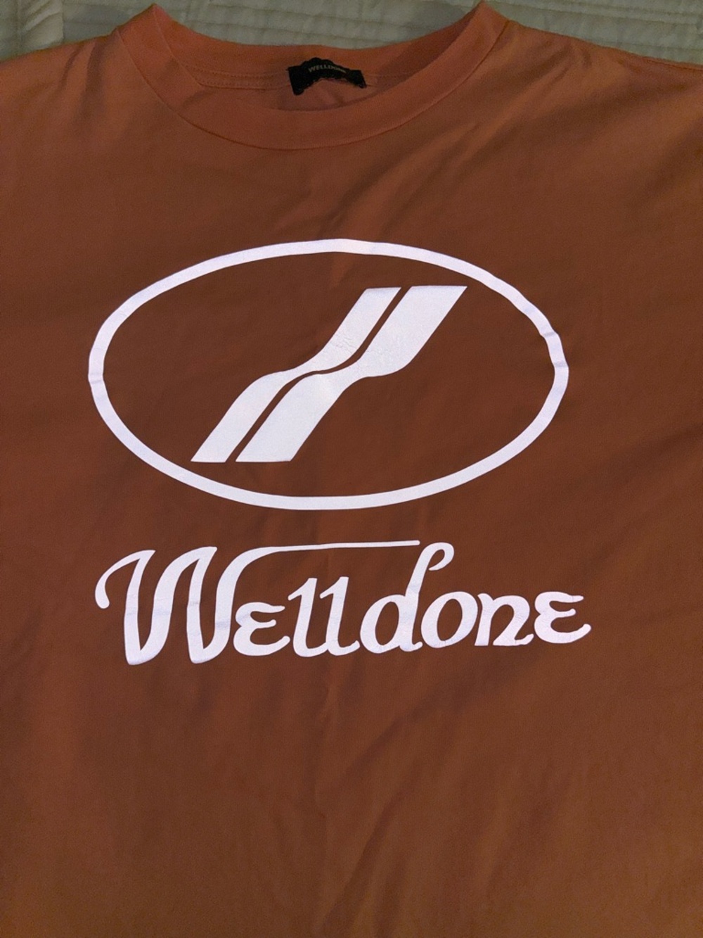 We11done reflective Logo Tee in Neon Orange